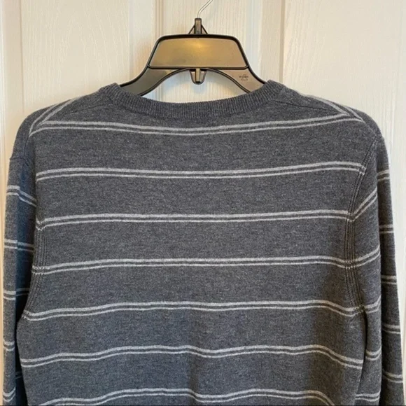 THEORY Riland Striped Wool Blend Pullover Sweater in Charcoal/Grey Size M - Picture 7 of 10